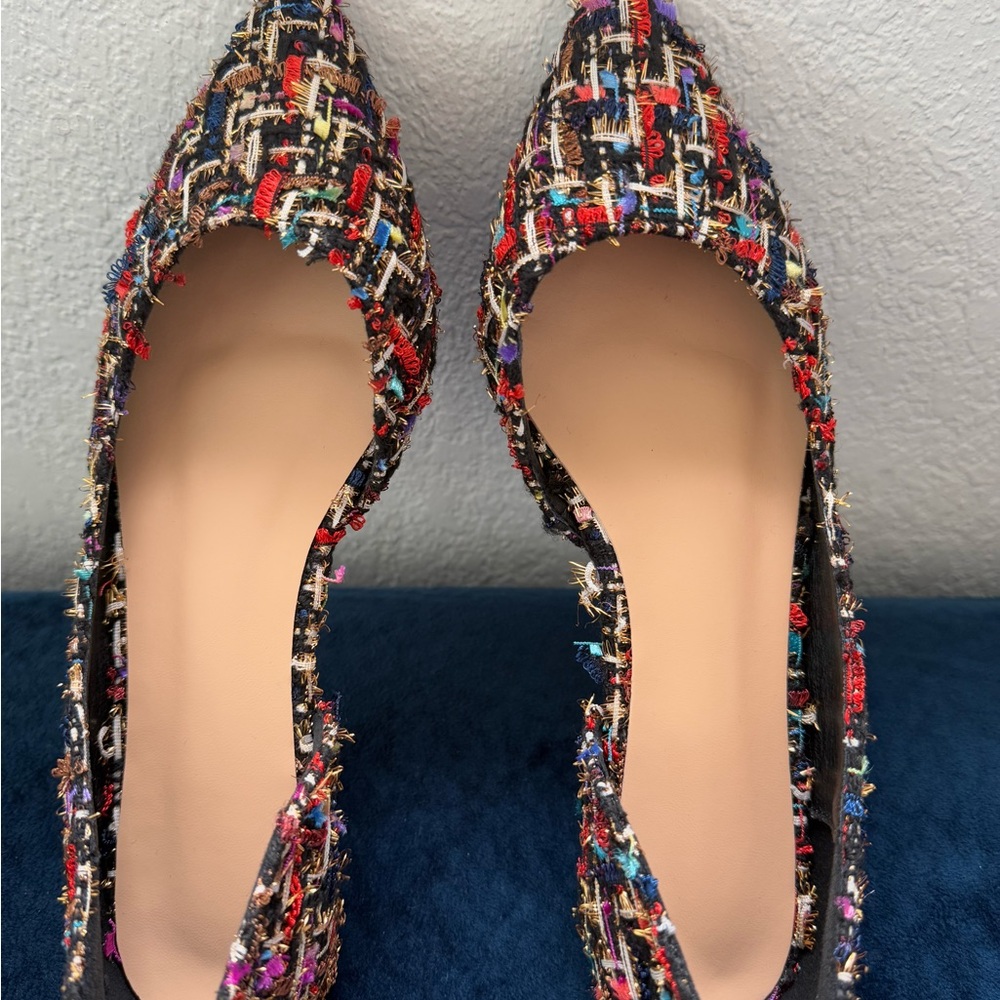 Black and Red Heels with Tweed Pattern